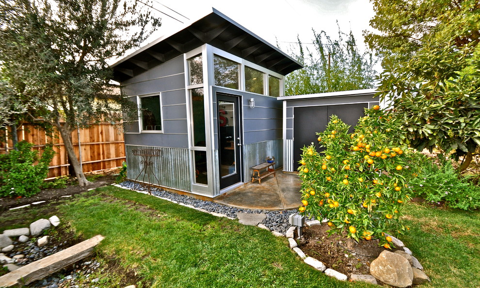Pool Pump Shed Garage and Shed Contemporary with Art Studio Artist Studio