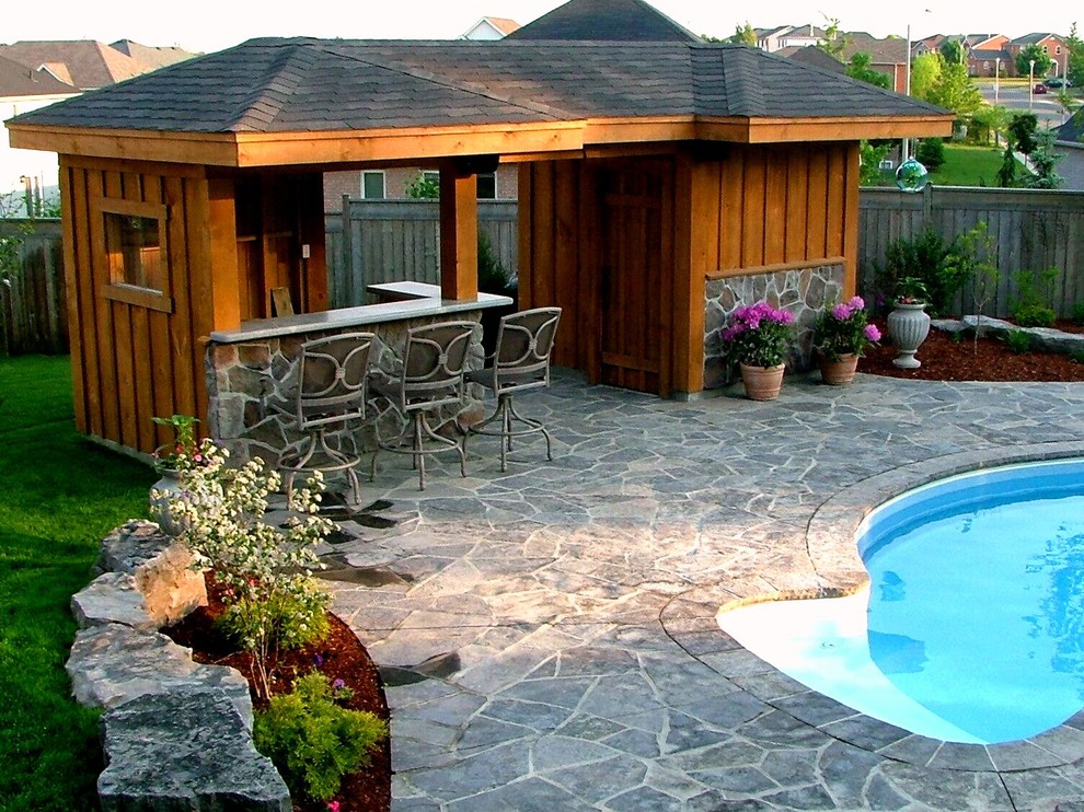 Pool Pump Shed Pool Traditional with Bar Board and Baton