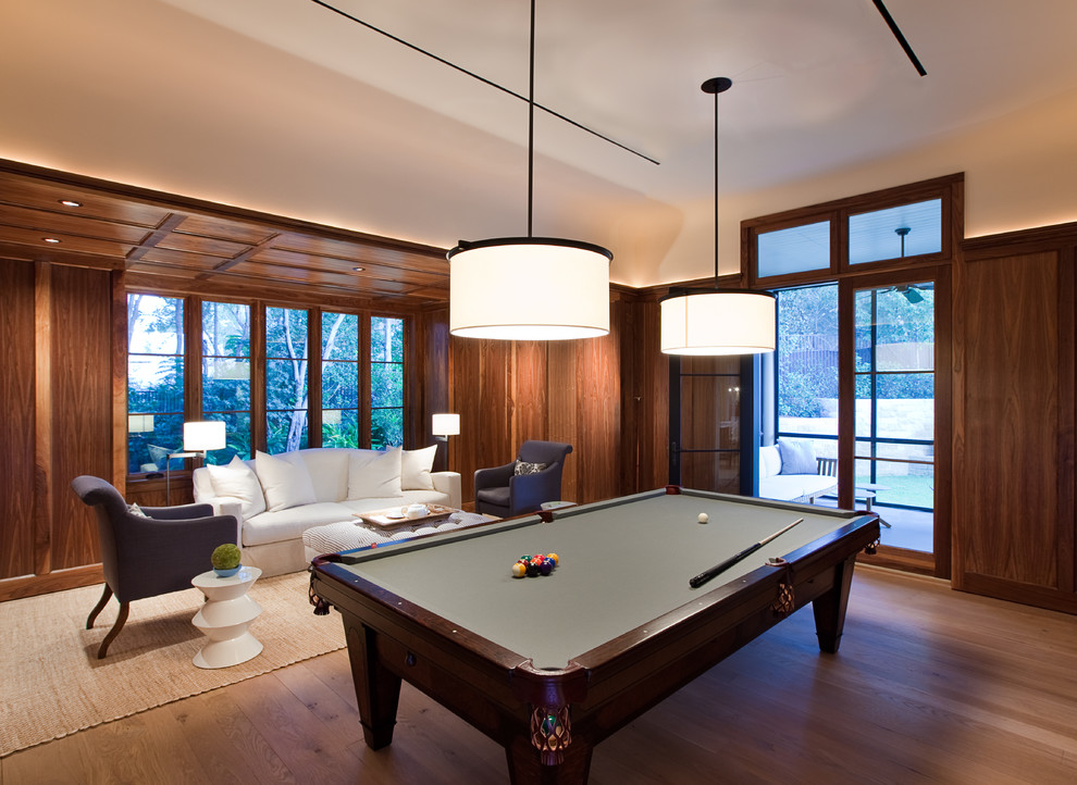 Pool Table Room Decor Family Room Traditional with Ceiling Lighting Ceiling Treatment