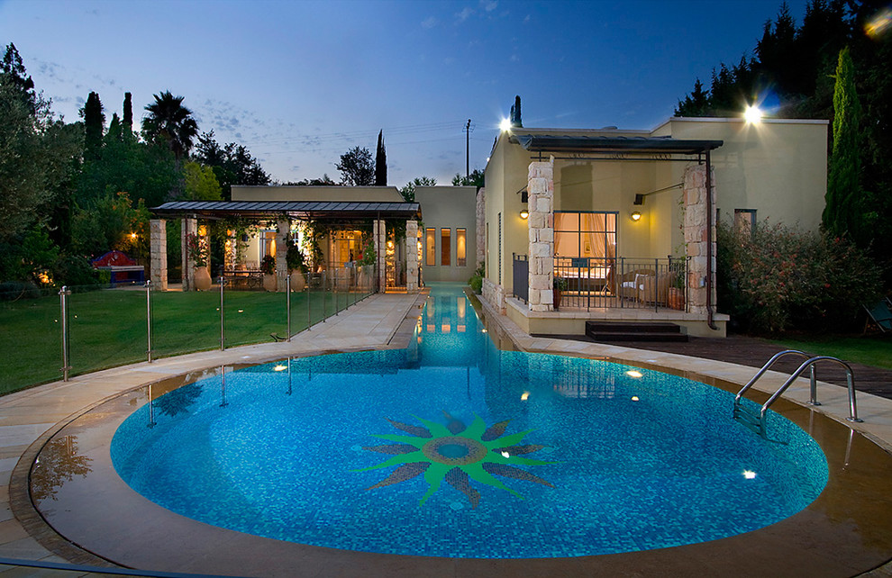 Pool Tile Designs Pool Mediterranean with Covered Patio Grass Lap