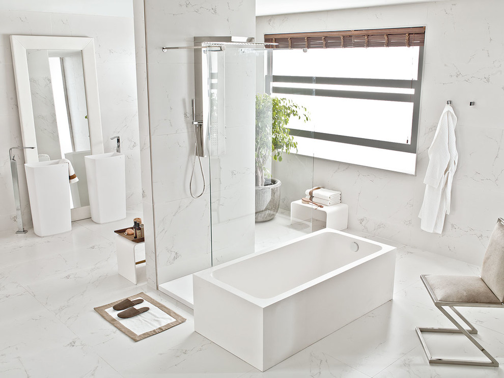 Porcelain Marble Tile Bathroom Contemporary with Bathroom Carrara Ceramic Ceramo