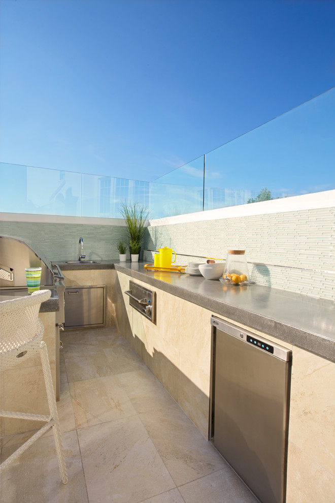 Porcelain Tile That Looks Like Travertine Patio Modern with Appliances Backsplash Barbecue Concrete