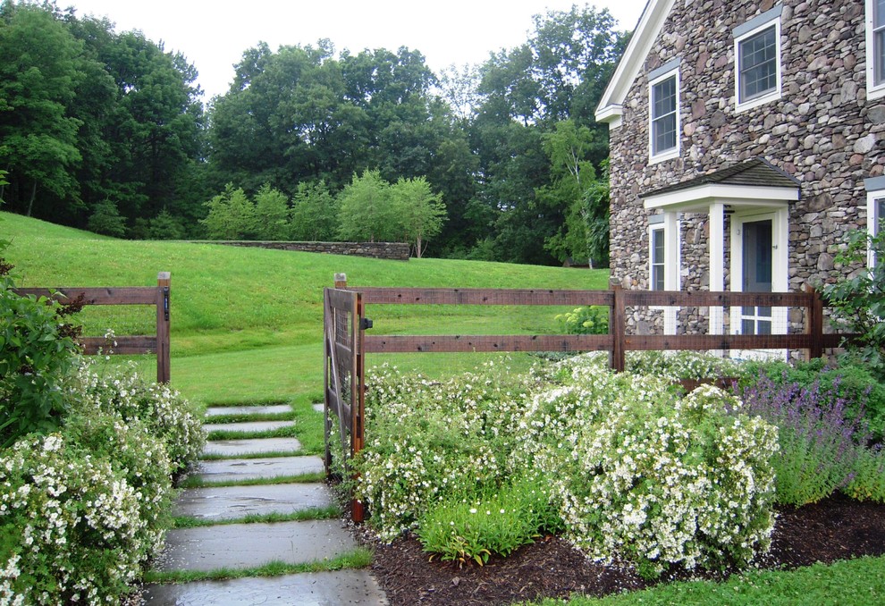 Post and Rail Fence Landscape Traditional with Betula Nigra Heritage Birch