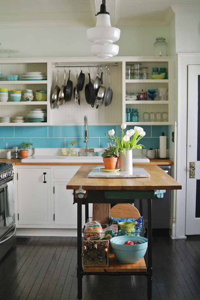 Pot and Pan Rack Kitchen Farmhouse with Beadboard Ceiling Built in Storage