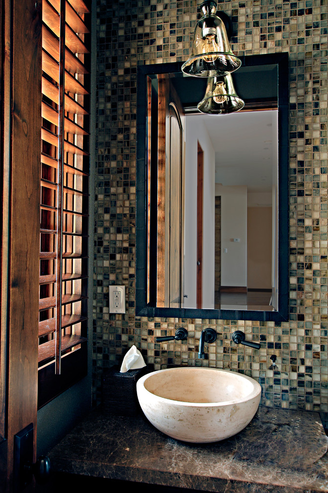 Powder Room Light Fixtures Powder Room Contemporary with Black Hardware Blue Brown