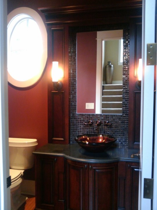 Powder Room Mirror Ideas Powder Room Traditional with Art Sink Black Granite