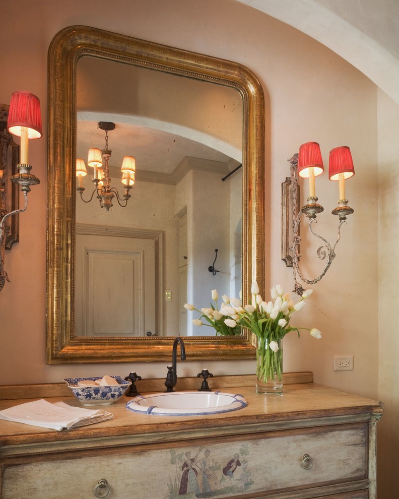 Powder Room Vanities Bathroom Mediterranean with Bath Bathroom Country French