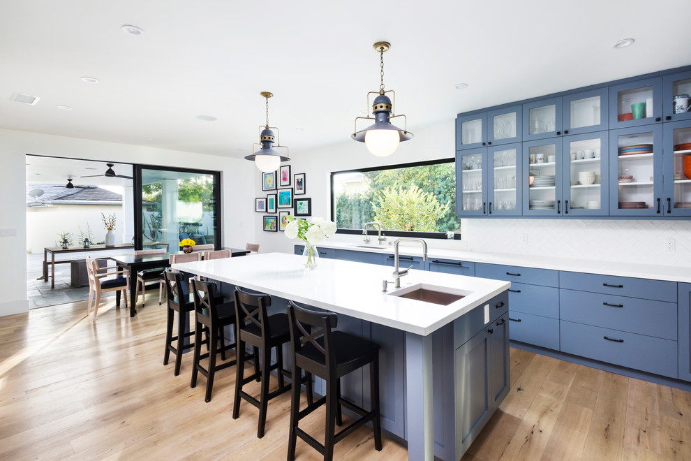 Prep Sink Size Kitchen Transitional with Blue Kitchen Cabinets Blue