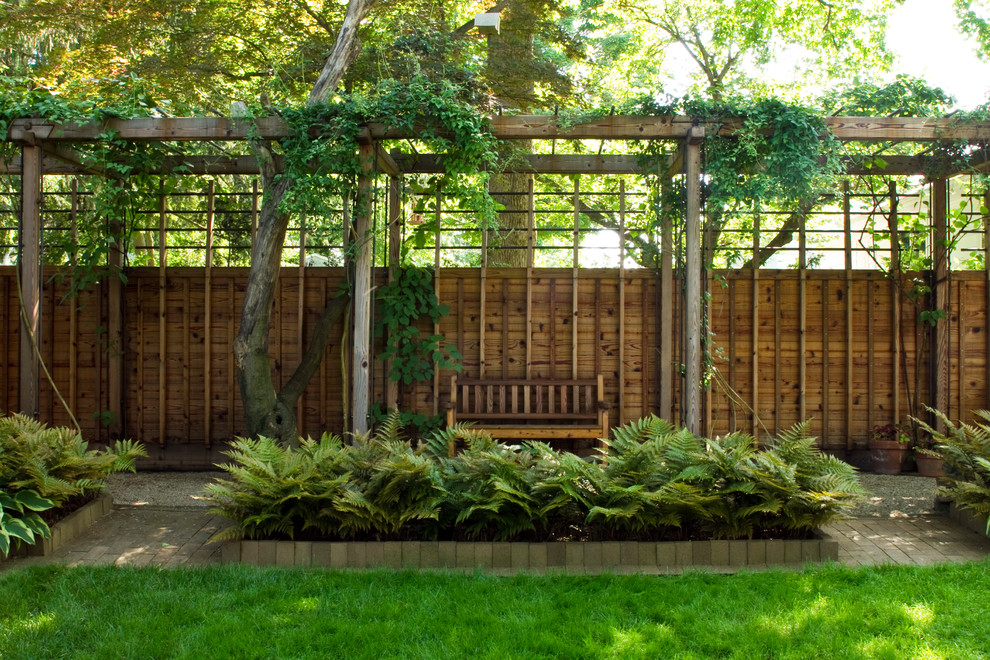 Privacy Fence Designs Landscape Contemporary with Arbor Bench Gravel Brick
