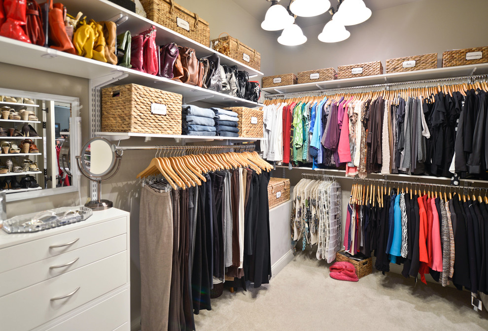 Professional Closet Organizer Closet Traditional with Beige Walls Carpeting Chandelier