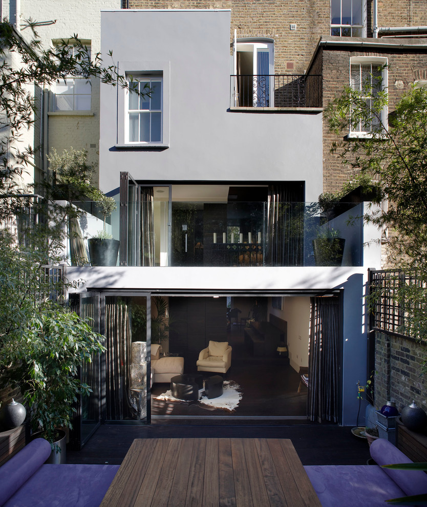 Pull Down Stairs Exterior Contemporary with Balcony Brick House City