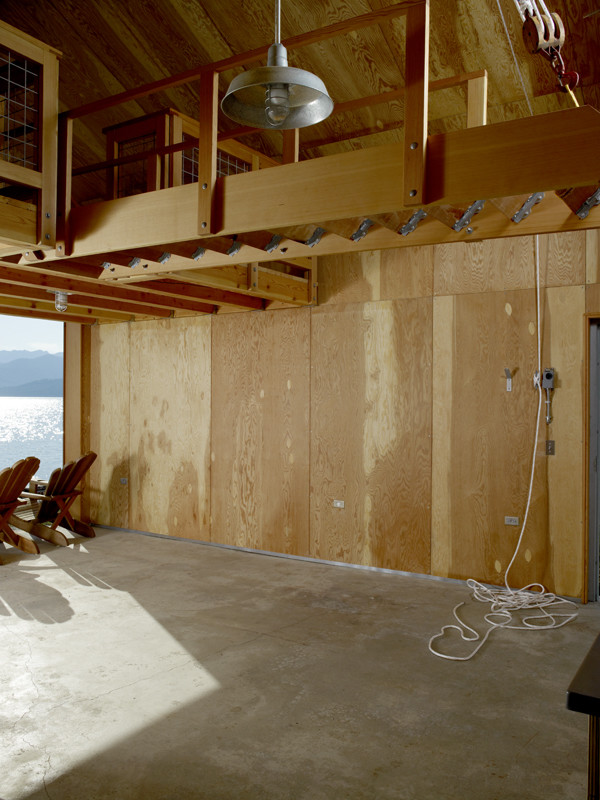 Pull Down Stairs Staircase Contemporary with Beach Boathouse Galvanized Marine