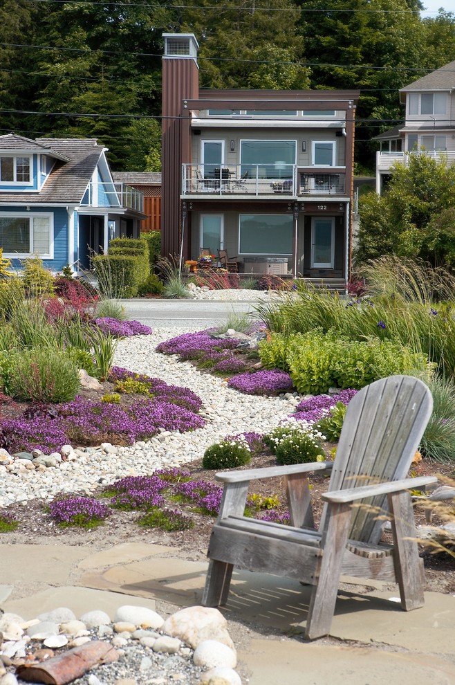 Purple Duvet Cover Landscape Beach with Adirondack Chair Beach House