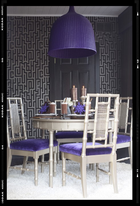 Purple Velvet Chair Dining Room Modern with None 