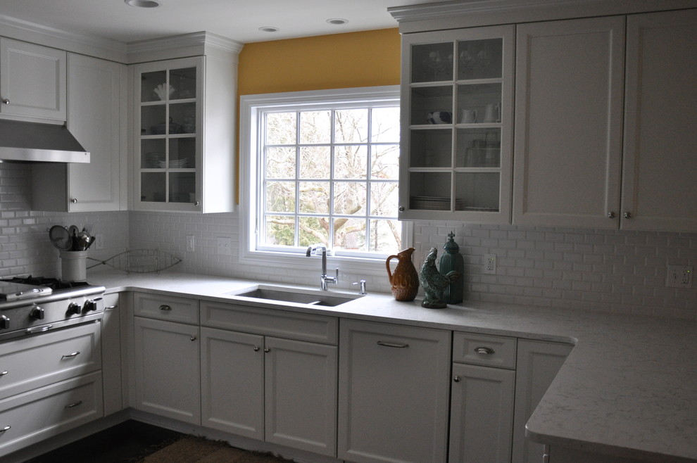 Quartz Countertops That Look Like Marble Kitchen Traditional with Beveled Subway Tile Built