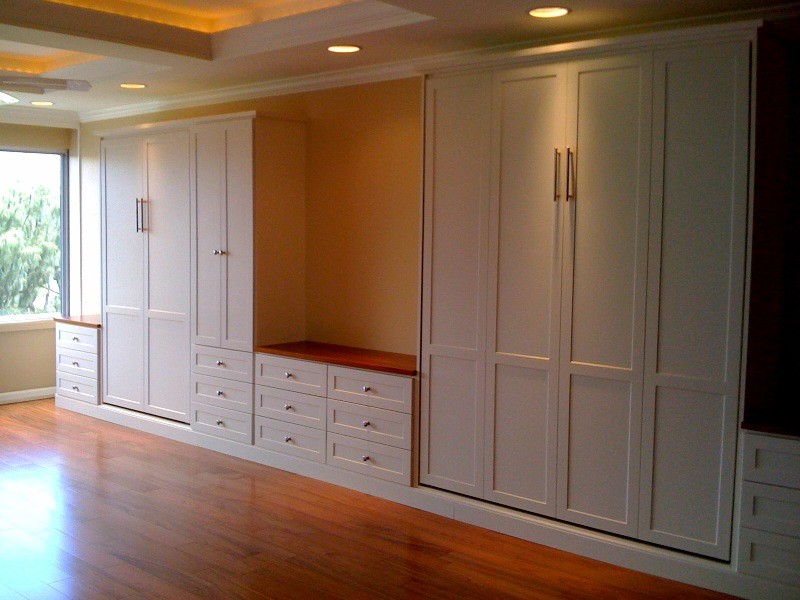 Queen Murphy Bed Spaces Traditional with Big Island Bookshelves Contemporary