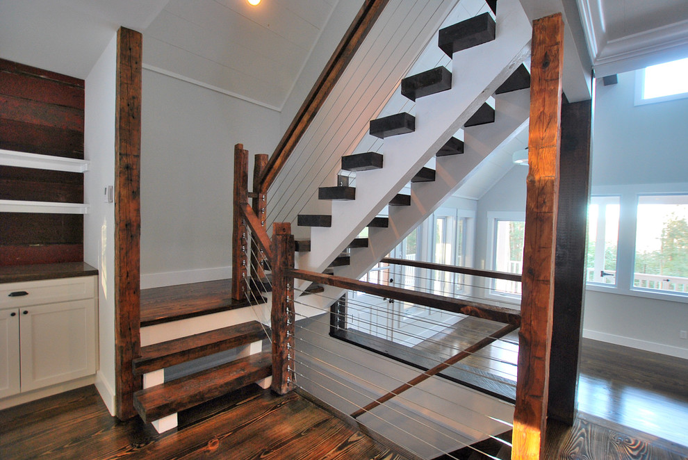 Railings for Stairs Staircase Rustic with Built in Cabinets Cable
