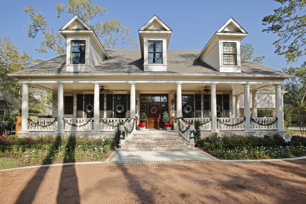 Railings for Steps Exterior Traditional with Brick Brick Paving Christmas