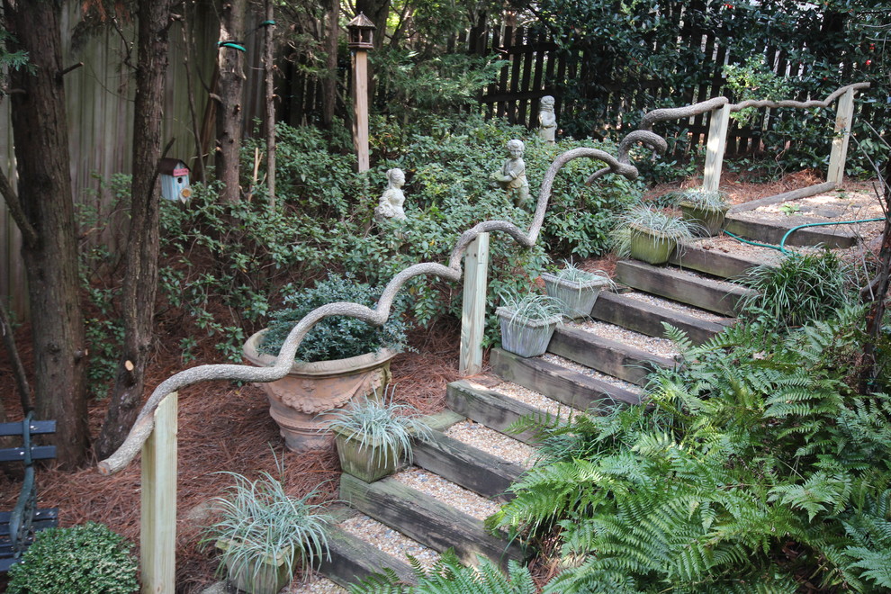 Railroad Ties Landscaping Landscape Traditional with Birdhouse Garden Handrail Garden