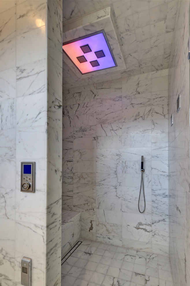 Rain Shower System Bathroom Contemporary with Aco Drain Linear Marble
