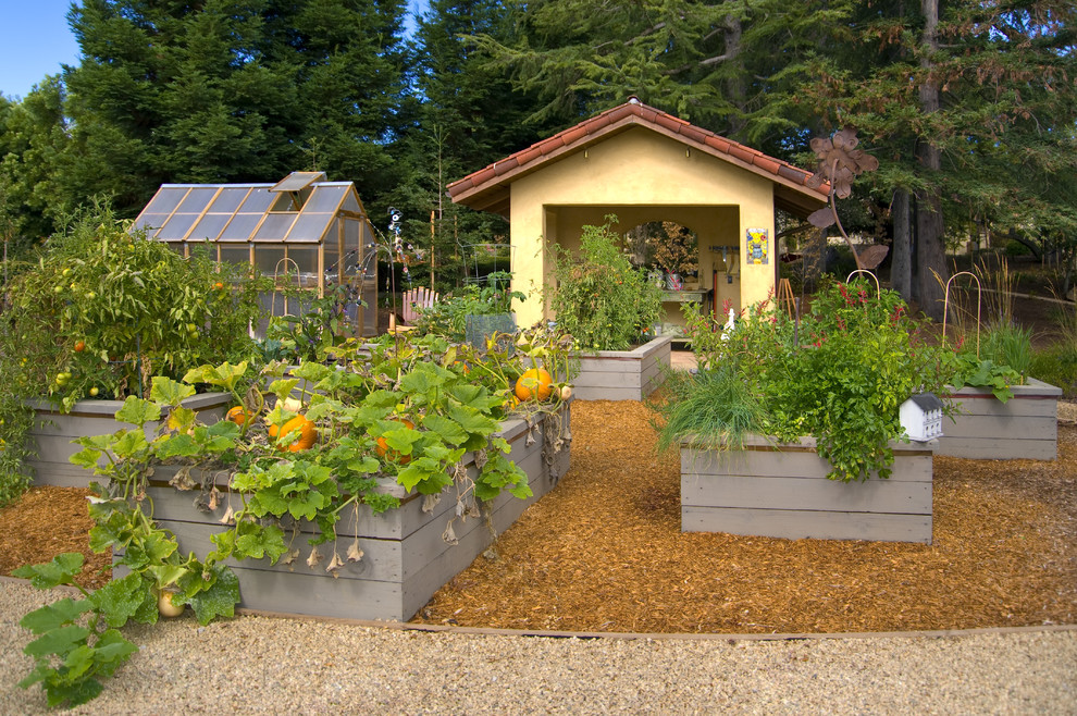 Raised Garden Bed Ideas Landscape Mediterranean with Beige Siding Boxed Planting