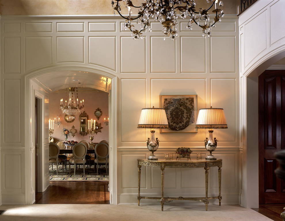 Raised Panel Walls Entry Traditional with Archway Console Table Entry