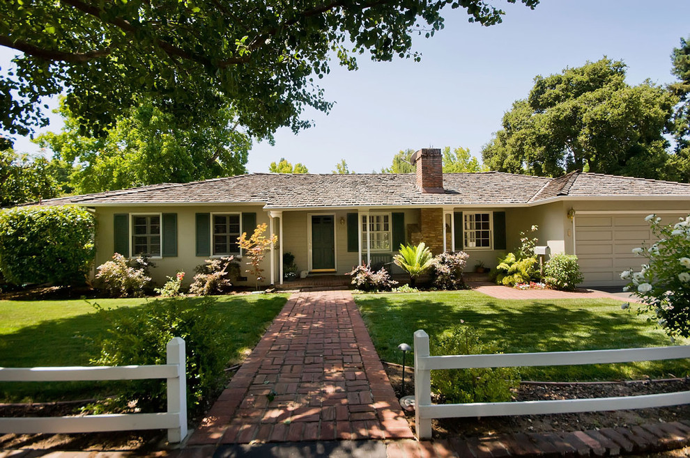 Ranch Fence Styles Landscape Traditional with Beinge Brick Path Chimney