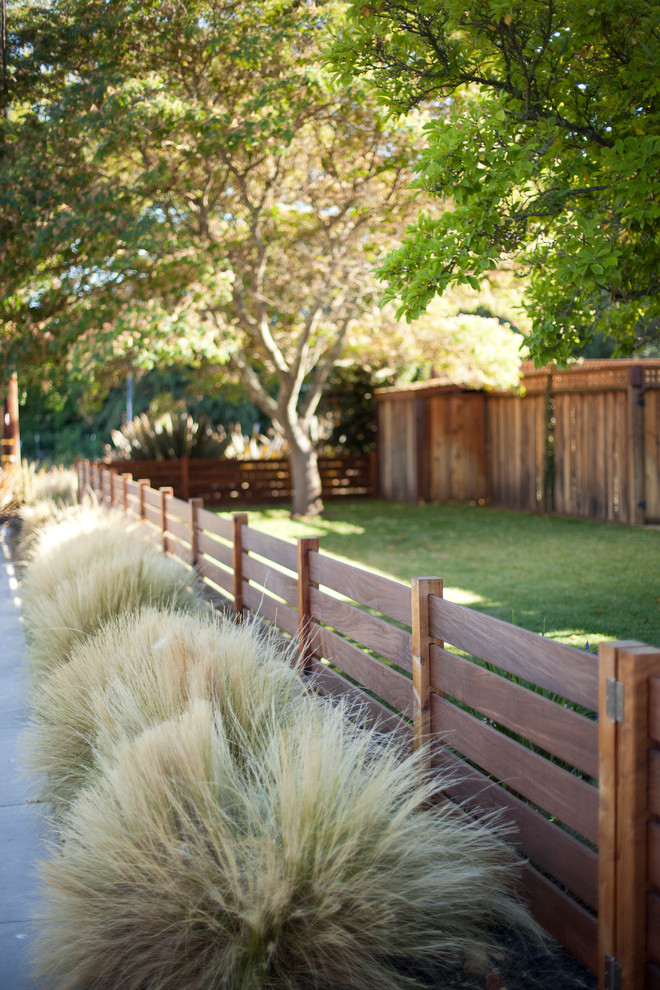 Ranch Fence Styles Landscape Transitional with Front Yard Grasses Mass