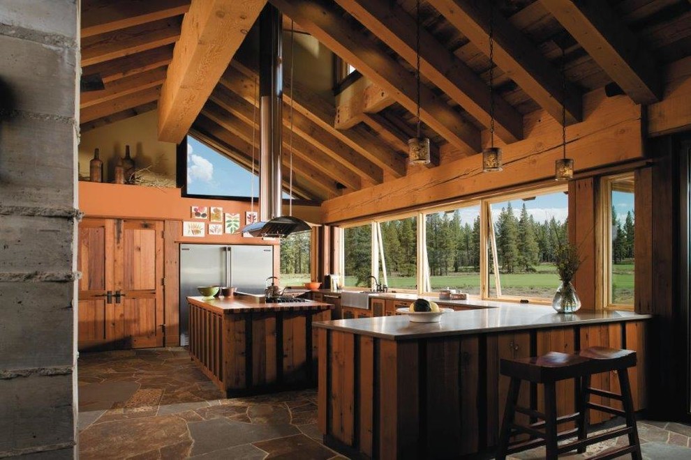 Range Hood Cabinet Kitchen Rustic with Architect Series Awning Windows