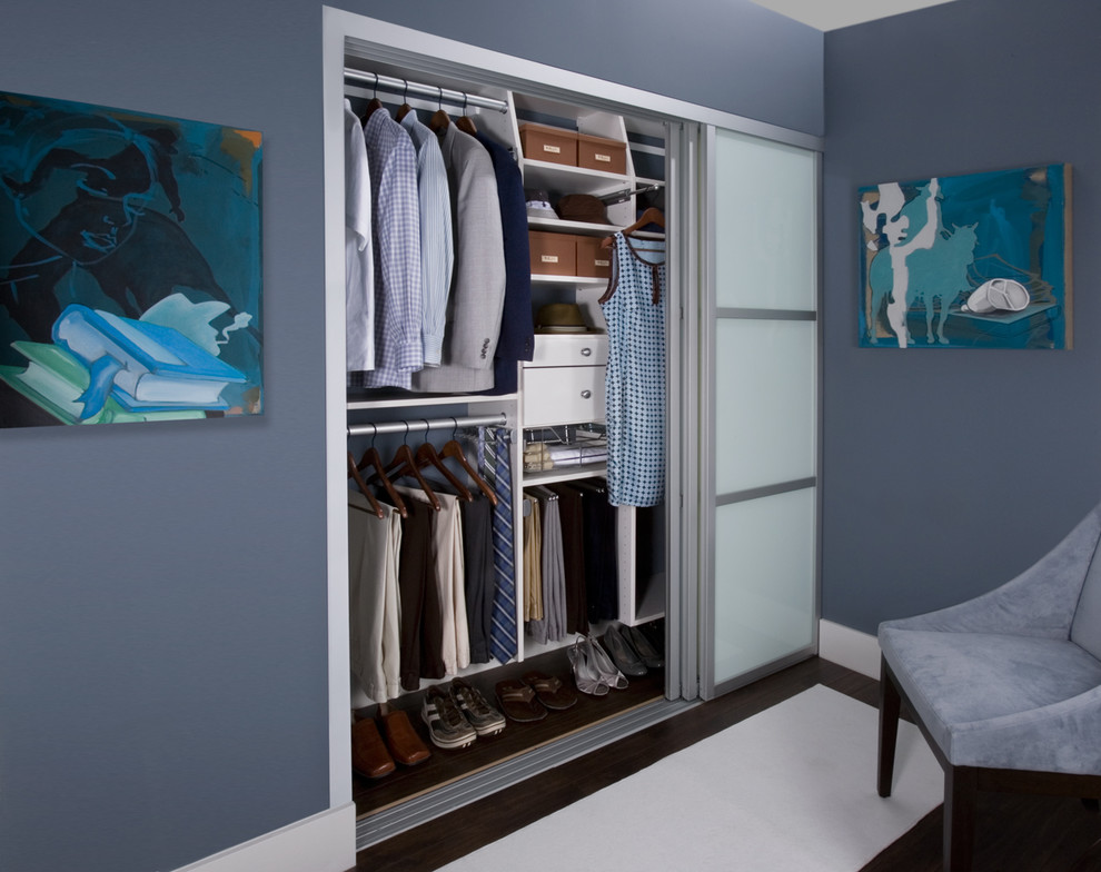 Reach in Closets Closet Contemporary with Accessories Blue Walls Boys