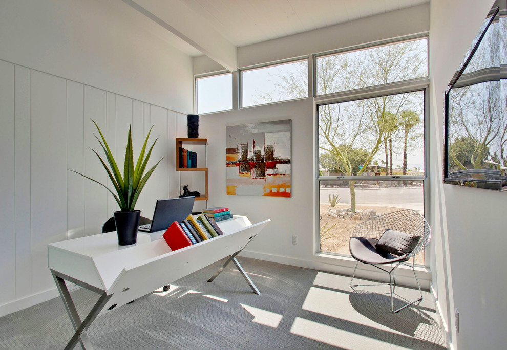Reception Desk Ideas Home Office Midcentury with Beige Ceiling Beam Beige