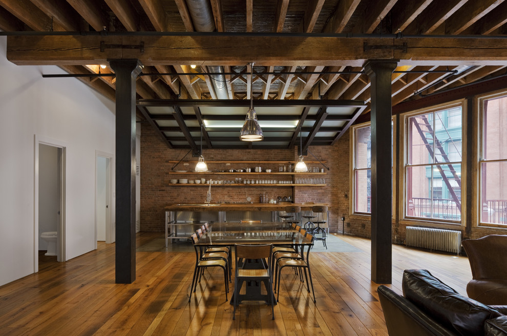 Reclaimed Barn Wood Dining Room Industrial with Armchair Bar Stools Beams