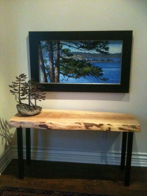 Reclaimed Wood Console Table Entry Contemporary with Accent Table Custom Slab
