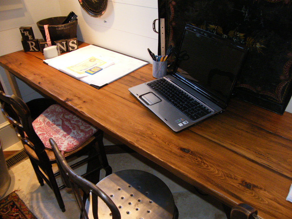 Reclaimed Wood Desk Home Office Traditional with Antique Barn Barn Siding