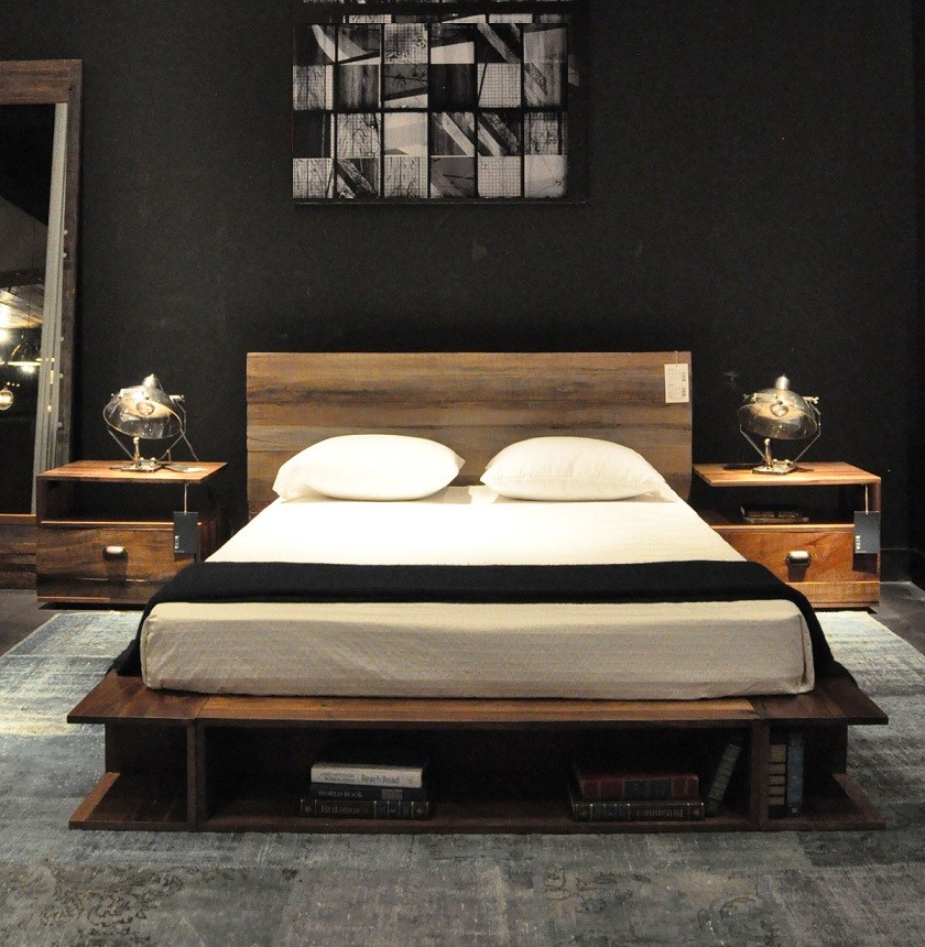 Reclaimed Wood Platform Bed Bedroom Contemporary with Beam Bed Bina Bonnie