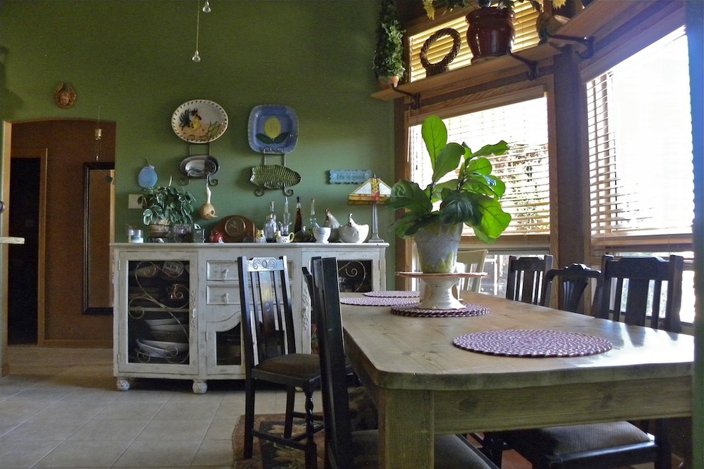 Reclaimed Wood Sideboard Dining Room Eclectic with Distressed Eat in Kitchen Green