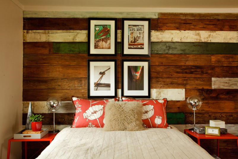 Reclaimed Wood Walls Bedroom Beach with Accent Pillow Art Frame