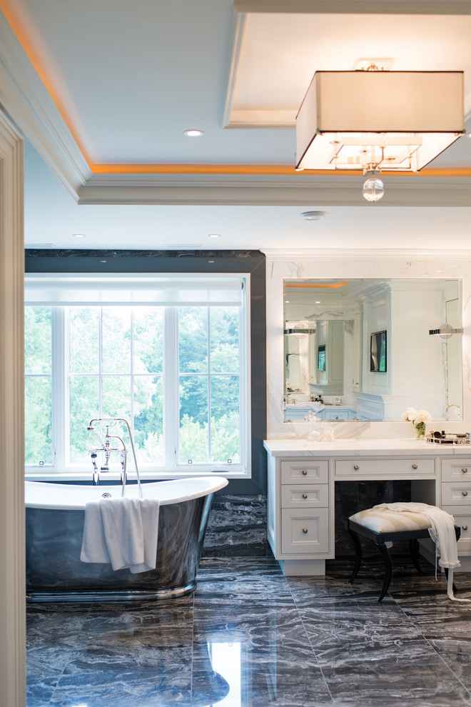 Rectangular Light Fixtures Bathroom Transitional with Floor Mount Tub Filler
