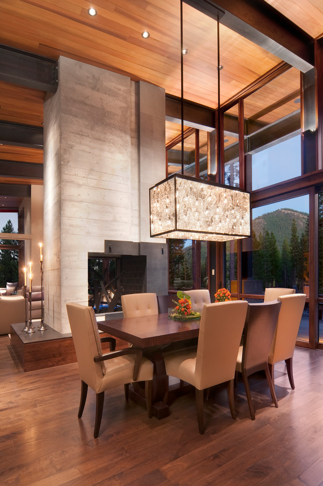 Rectangular Pendant Light Dining Room Rustic with Beige Dining Chair Board
