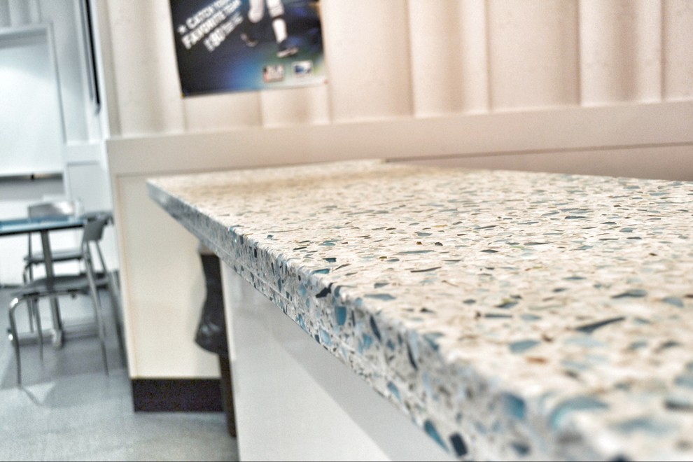 Recycled Glass Countertops Spaces Contemporary with None 