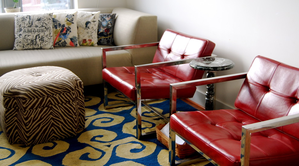 Red Accent Chair Living Room Eclectic with Bold Colors Decorative Pillows