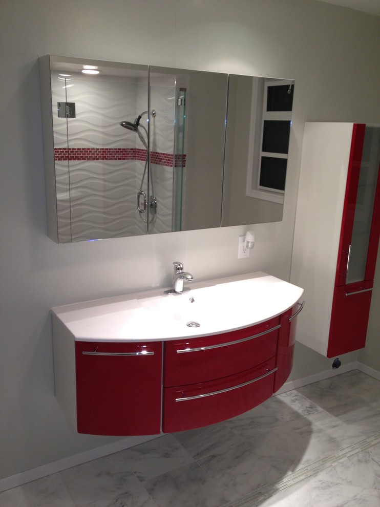 red bathroom vanity Bathroom Contemporary with badea bathroom cabinet bauformat