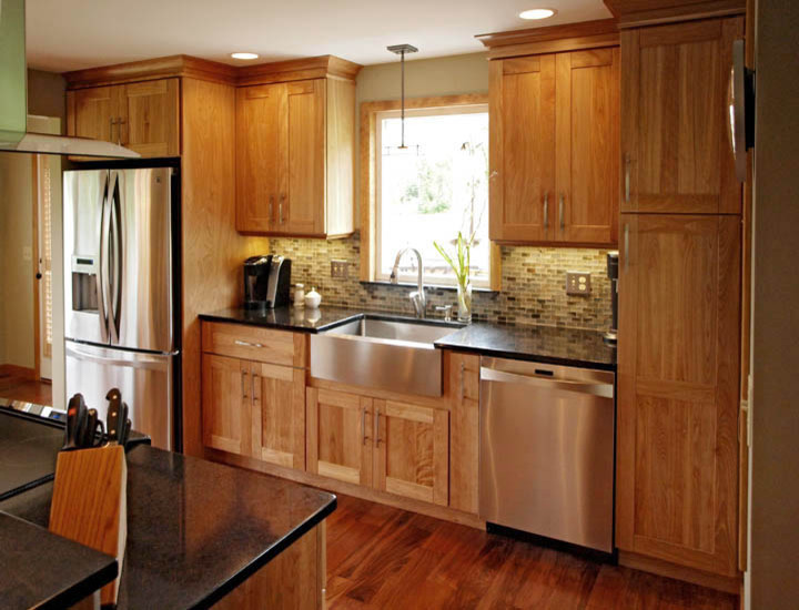 Red Birch Cabinets Kitchen Contemporary with None 1