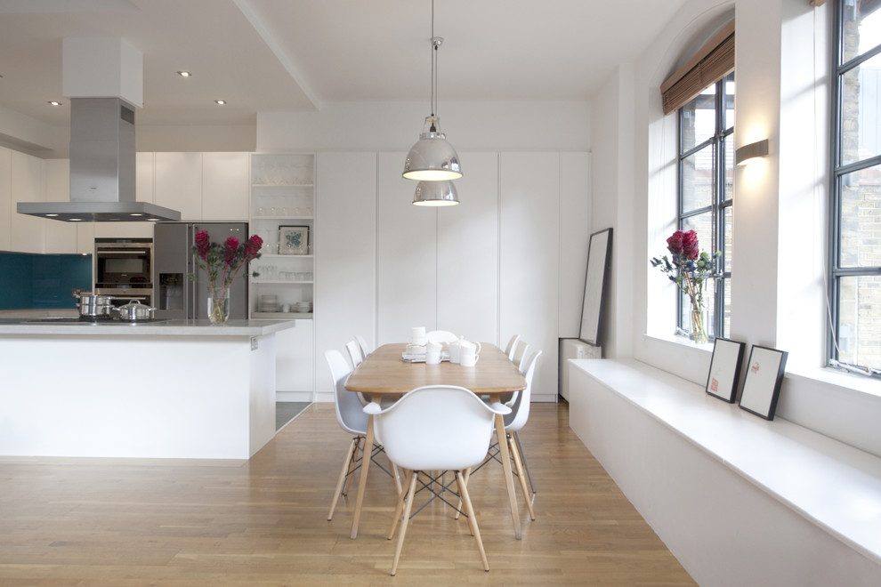 Refectory Dining Table Kitchen Contemporary with Adjustable Shelves Bench Seat