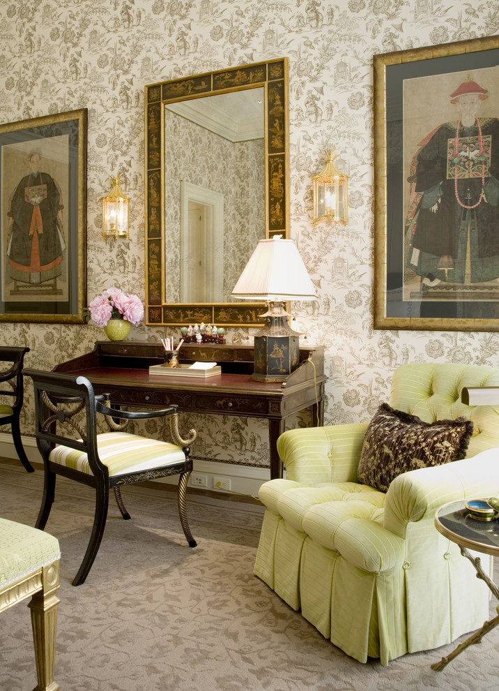 Regency Dining Chairs Bedroom Traditional with Antique Artwork Baseboards Carpet
