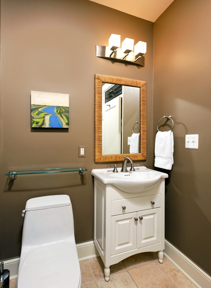 Remodeled Bathroom Pictures Bathroom Transitional with Baseboards Brown Wall Chocolate