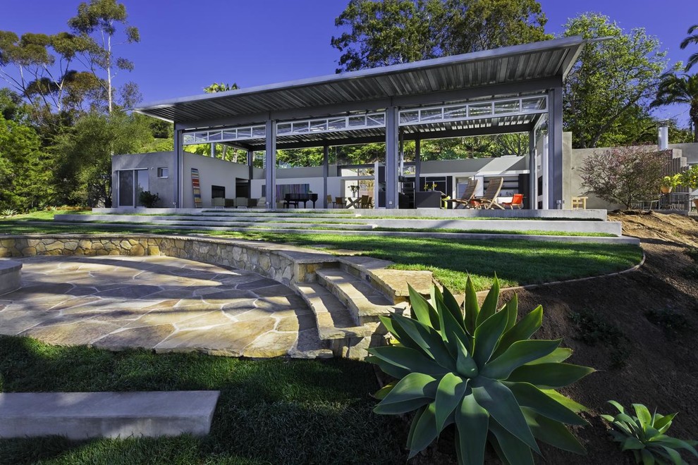 Residential Elevator Cost Landscape Contemporary with Backyard Curved Bench Exterior