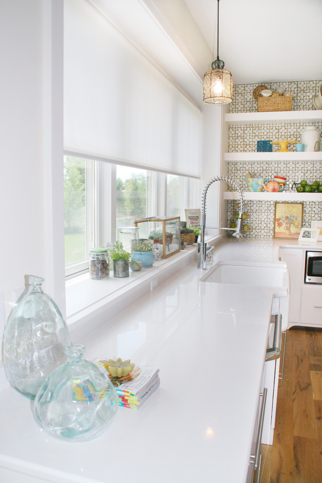 Restaurant Style Kitchen Faucet Kitchen Eclectic with Ann Sacks Apron Front