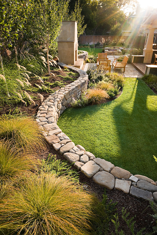 Retaining Wall Landscaping Landscape Traditional with California Cameron Cobble Custom