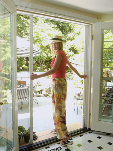 Retractable Screen Door Entry Traditional with Door Double French Retractable